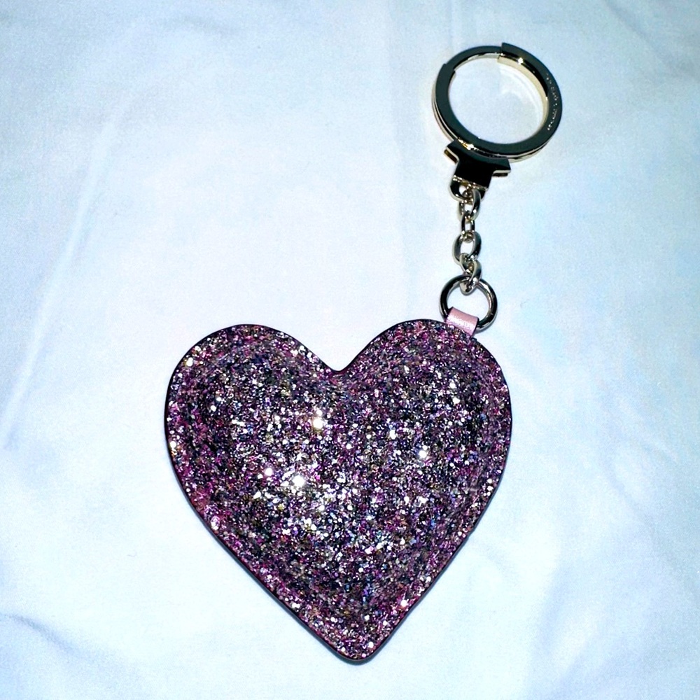Kate Spade - glitter 3D Puffy heart key fob, Rosegold